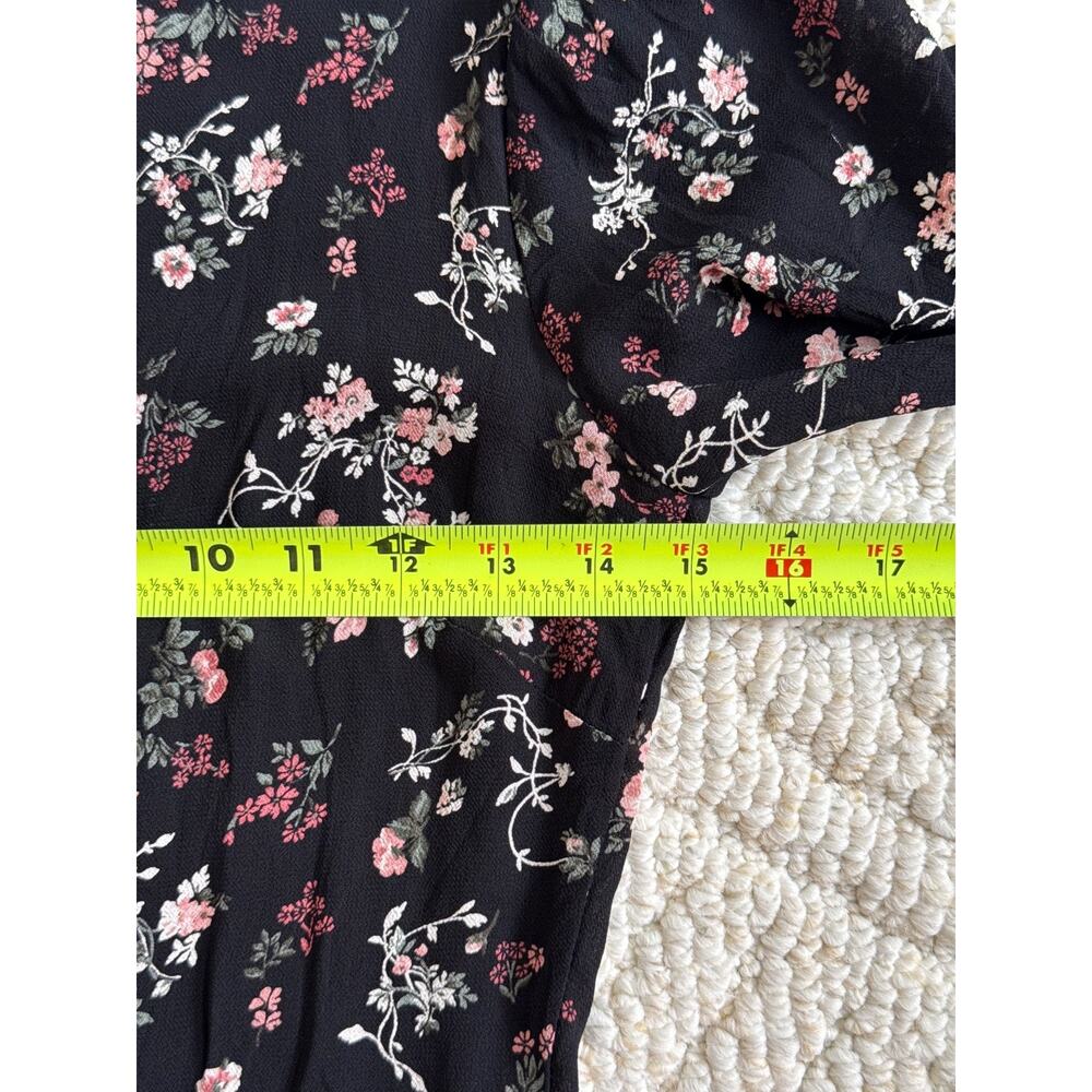 Reformation Black Floral Mini Dress Size 0(?) Puff Sleeve Romantic Boho Cottage - Picture 7 of 8